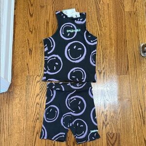 H&M Kids Black and Purple Smiley Shorts Set